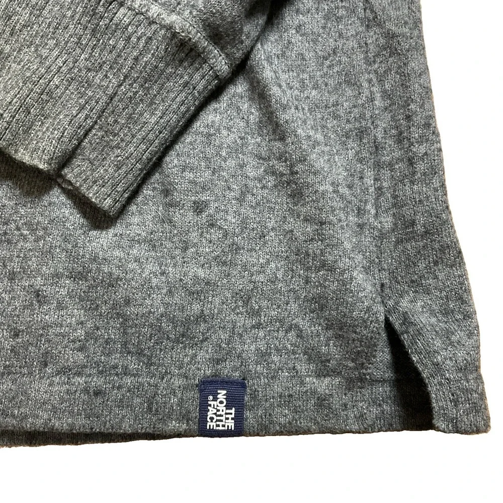 The North Face Sweater Mens Size Large Gray Quarter Zip Cotton Wool Nylon